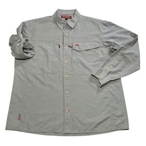 Simms Fishing Products Mens XL Gray Long Sleeve Button Down Fishing Shirt Pocket
